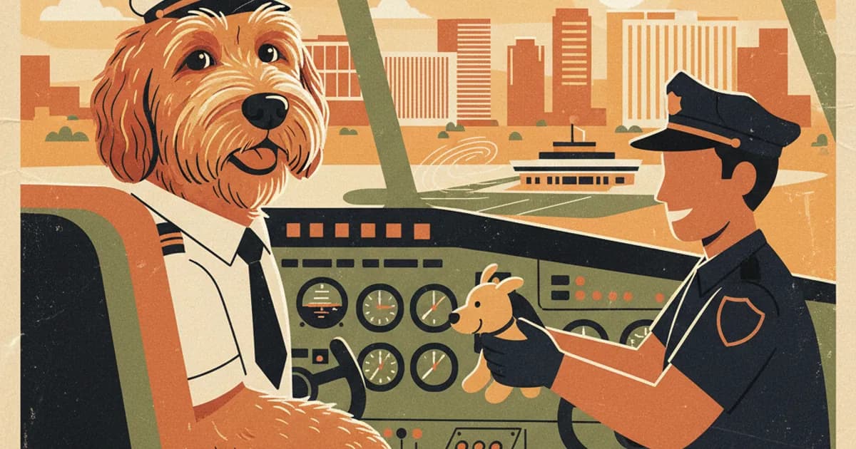 Officer Skeeter Black adopted a goldendoodle abandoned at the Las Vegas airport.